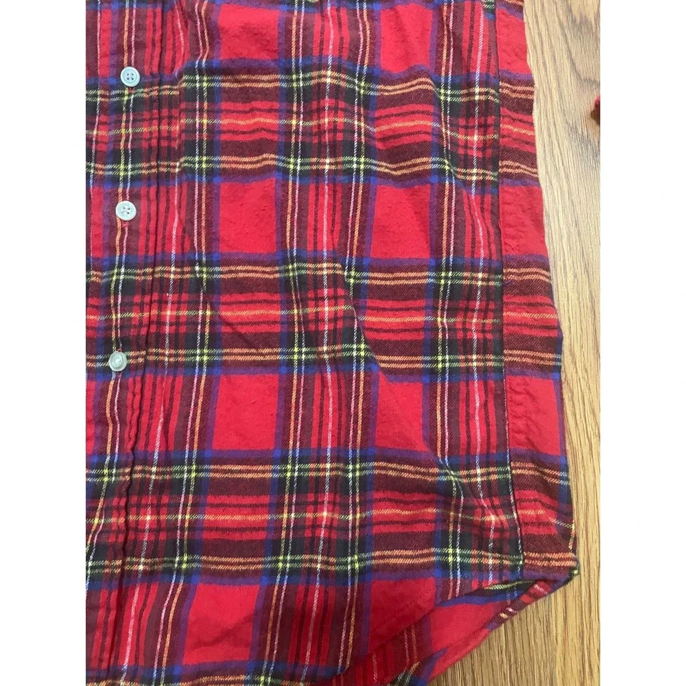 L.L.Bean Flannel Shirt Mens 15.5 34 Red Plaid Made In Canada Cotton